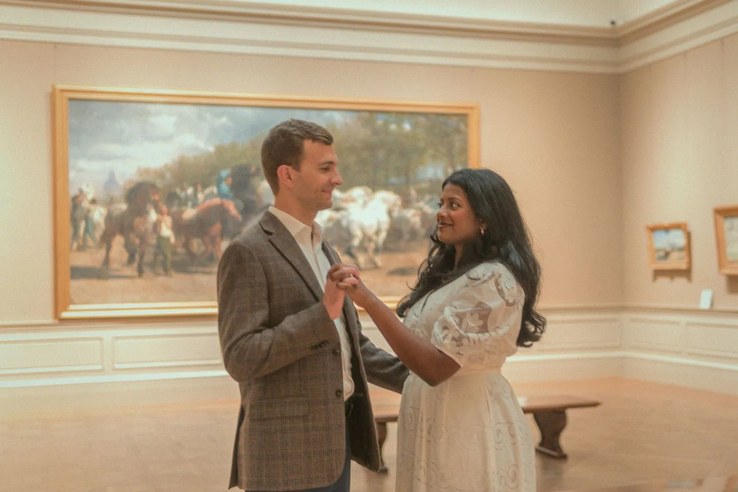 Couple laughing together on a date at The Met